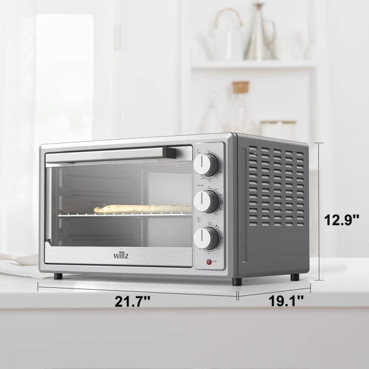 Willz WTH1215S4MC15 Countertop Toaster Oven, Pull Down Door Handle, 5 Cooking Programs, Minutes Timer