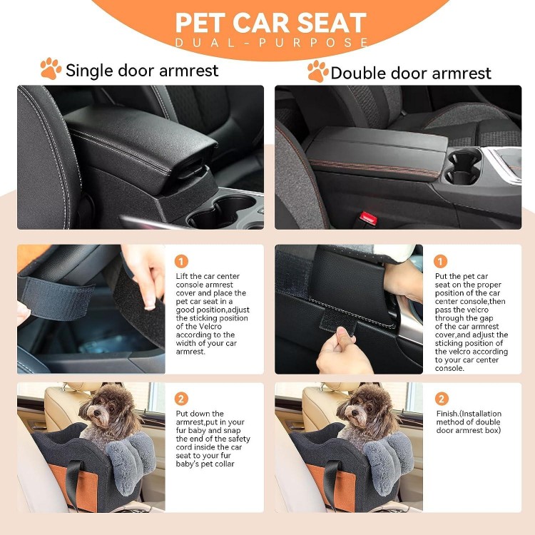 Dog Car Seat for Small Dog Center Console Seat Pet Booster Seat for Car Puppy Car Seat for Small Dogs(Dark Gray)