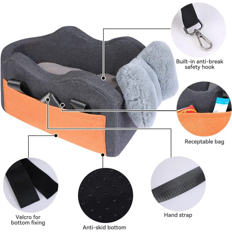 Dog Car Seat for Small Dog Center Console Seat Pet Booster Seat for Car Puppy Car Seat for Small Dogs(Dark Gray)