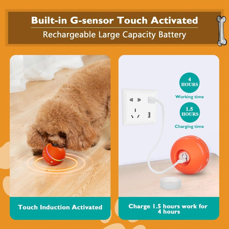 PetDroid Interactive Dog Toys Dog Ball,[2023 Newly Upgraded] Durable Motion Activated Automatic Rolling Ball Toys