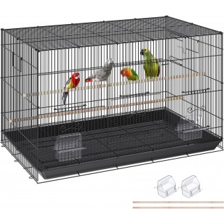 VEVOR 30 Inch Flight Bird Cage, Stackable Bird Cage Parakeet Cage with Slide-Out Tray and Handle, Small Parrots Birdcage