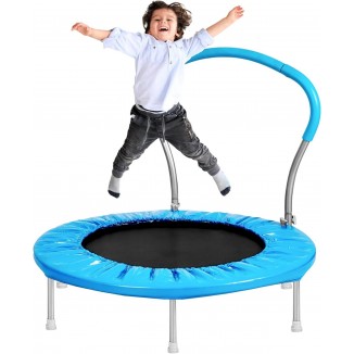 Roinoim 36 Mini Trampoline for Kids with Handle Bar,Portable Round Jumping Cardio Trampoline,Fitness Trampoline Indoor Outdoor Toddler Trampoline