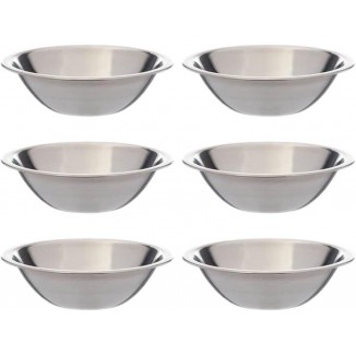 SET OF 6-6 1/2 Inch Wide Stainless Steel Flat Rim Flat Base Mixing Bowl