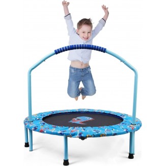 Mini Foldable Trampoline for Kids with Foam Handle,Trampoline for Kids Indoor &Outdoor with Adjustable Handle Fold up Trampoline for Toddlers Age