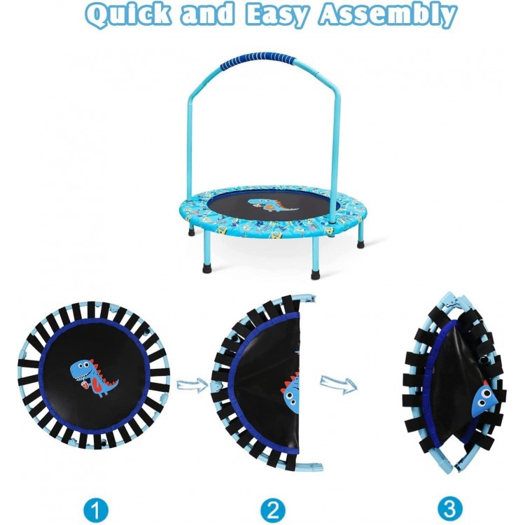 Mini Foldable Trampoline for Kids with Foam Handle,Trampoline for Kids Indoor &Outdoor with Adjustable Handle Fold up Trampoline for Toddlers Age