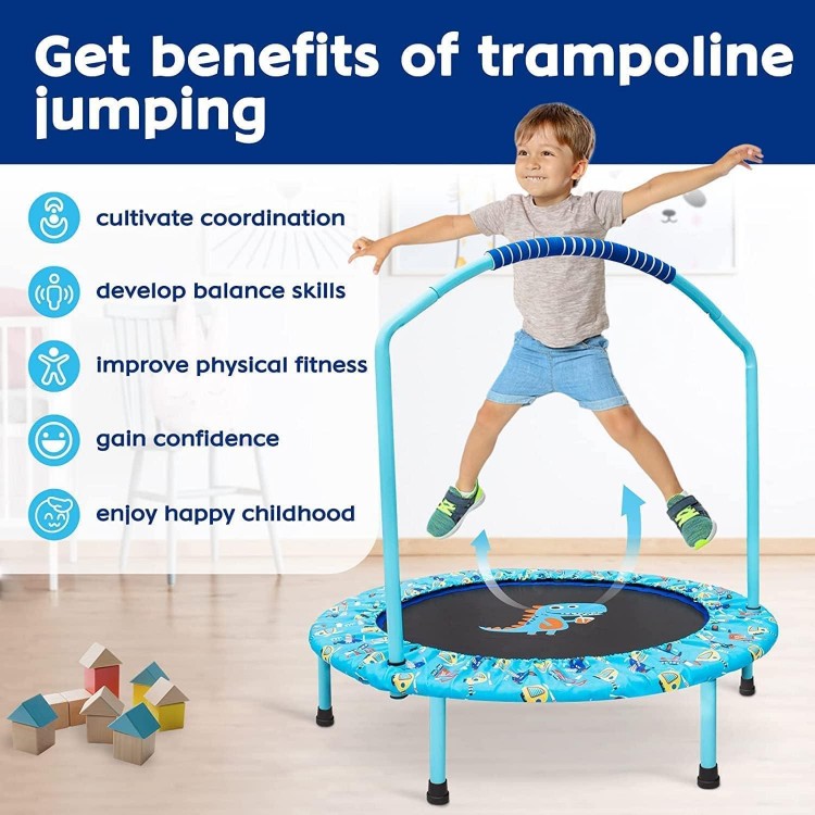 Mini Foldable Trampoline for Kids with Foam Handle,Trampoline for Kids Indoor &Outdoor with Adjustable Handle Fold up Trampoline for Toddlers Age