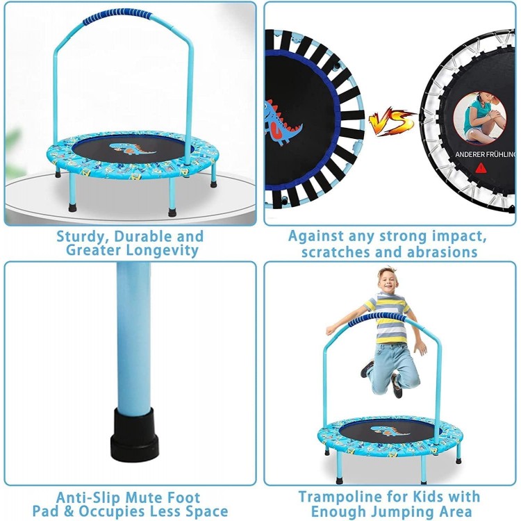 Mini Foldable Trampoline for Kids with Foam Handle,Trampoline for Kids Indoor &Outdoor with Adjustable Handle Fold up Trampoline for Toddlers Age