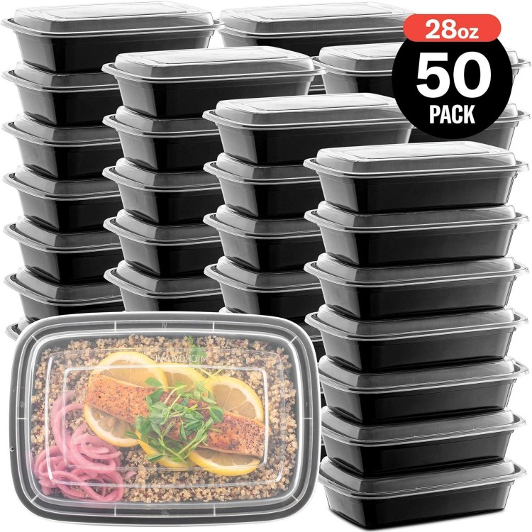 50-Pack Reusable Meal Prep Containers Safe Food Storage Containers