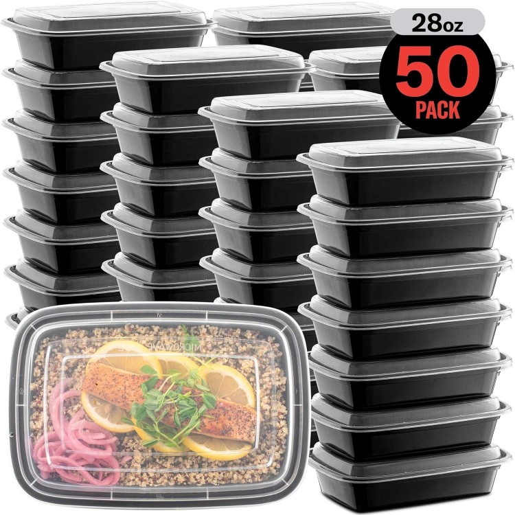 50-Pack Reusable Meal Prep Containers Safe Food Storage Containers