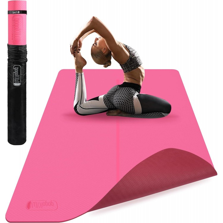 Gogokiwi Large Yoga Mat (6'x4') Extra Wide 1/4 Thick Workout Mat for Home, Non Slip Fitness & Exercise Mat for Home Gym