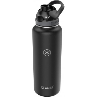 ICEWATER-40 oz, Auto Spout Lid, Stainless Steel Water Bottle, BPA Free, Double Walled Vacuum