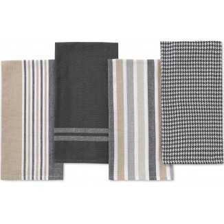 Folkulture Gray Kitchen Towels with Hanging loop, 100% Cotton Dish Towels for Kitchen, Kitchen Hand Towels or Tea Towels for Kitchen, Farmhouse Kitchen Towels, 20 x 28 inches, Set of 4, (Neutral Gray)