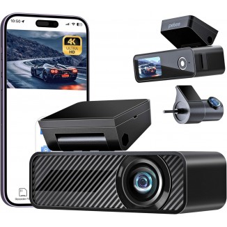 Pelsee Dash Cam Front and Rear, 4K Single Front Dash Camera, 2K/1080P Dual Car Camera for Cars, Built-in Wi-Fi,1.5” IPS Display Mini Dashcam,Night Vision,Voice Control,24H Parking Mode,G-Sensor,P1 Duo