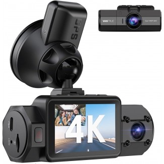 Vantrue N2S 4K Dash Cam with GPS, Front and Inside Dual 2.5K 1440P, IR Night Vision Uber Car Camera, 24/7 Recording Parking Mode, Motion Detection, 256GB Supported