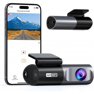 4K WiFi 2160P Dash Camera for Cars, Cam Front Recorder with App, 24 Hours Parking Mode, G-Sensor, Night Vision, Loop Recording, Support 256GB Max