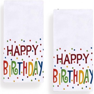 Happy Birthday Kitchen Towels Dish Towels, 18 x 28 Inch Birthday Party Holiday Tea Towels Dish Cloth for Cooking Baking Set of 2