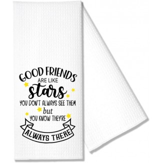 Hafhue Good Friends are Like Stars Kitchen Towel, Funny Kitchen Towel Gifts for Women Sisters Friends Mom Aunts, Housewarming Gift for Women Hostess, New Home Gift for Women, Hostess Gifts