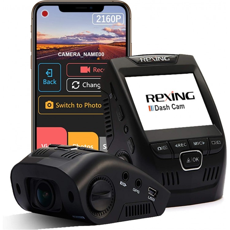 REXING V1 - 4K Ultra HD Car Dash Cam 2.4 LCD Screen, Wi-Fi, 170° Wide Angle Dashboard Camera Recorder with G-Sensor, WDR, Loop Recording, Supercapacitor, Mobile App, 256GB Supported