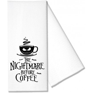 Hafhue The Nightmare Coffee Kitchen Towel, Funny Kitchen Towel Gifts for Women Sisters Friends Mom Aunts, Housewarming Gift for Women Hostess, New Home Gift for Women, Hostess Gifts
