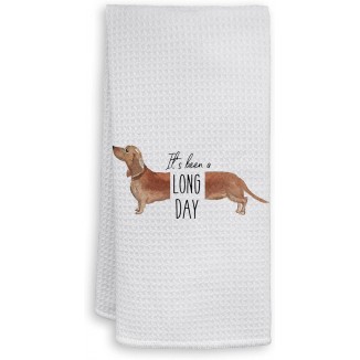 HIWX Dachshund Gifts, It's Been a Long Day Dachshund Dog Decorative Kitchen Towels and Dish Towels, Dachshund Decor, Funny Dachshund Dog Hand Towels Tea Towel for Bathroom Kitchen Decor 16×24 Inches