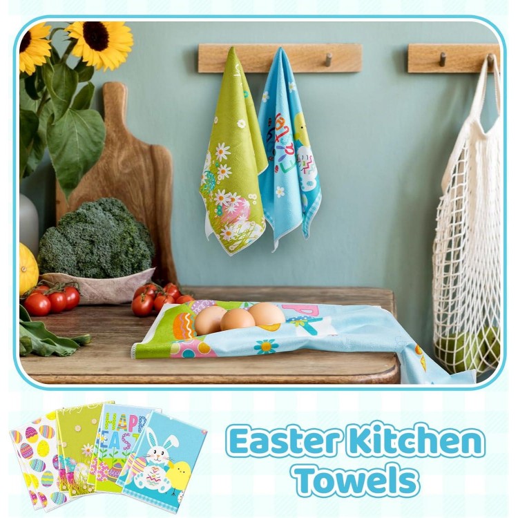 12 Pcs Valentines Day Kitchen Towels St. Patrick's Day Kitchen Towels and Easter Kitchen Towels Set, 16 x 24 Inch Holiday Heart Shamrock Eggs Hand Drying Dish Towels for Bathroom Indoor Party Gifts