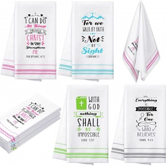 Laumoi 4 Pieces Christian Gifts for Women Men, Bible Verse Scripture Kitchen Towels with Inspirational Thoughts and Prayers, Religious Housewarming Gift New Apartment Dish Towels for Friends Family