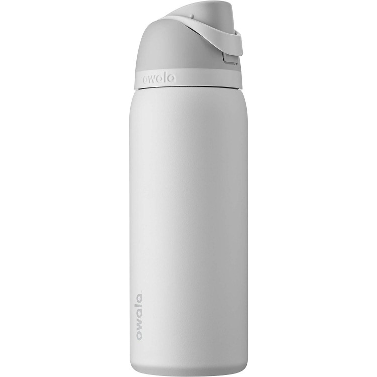 Owala FreeSip Insulated Stainless Steel Water Bottle with Straw & Silicone Water Bottle Boot, Anti-Slip Protective Sleeve Cover for 32-oz FreeSip, Twist, and Flip Stainless Steel Water Bottles, Grey