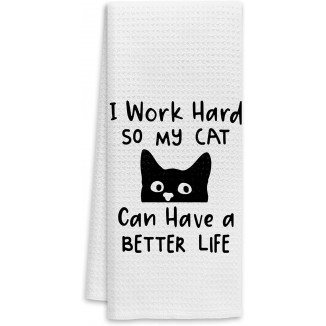 Voatok I Work Hard So My Cat Can Have A Better Life Funny Black Cat Quote Bath Towel,Cat Lovers Gifts Decorative Towel,Cat Mom Girls Gifts