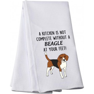 PWHAOO Funny Beagle Dog Kitchen Towel A Kitchen is Not Complete Without A Beagle Kitchen Towel Beagle Lover Gift (Without A Beagle T)