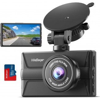 Dash Cam FHD 1080P Car Camera, Front Dash Camera for Cars, 3/30fps Recording Car DVR Cam 176° Wide Angle, Night Vision, Parking Monitor, G-Sensor, 64G SD Card, Type C