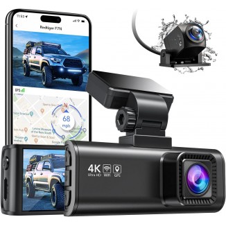 REDTIGER F7N 4K Dash Cam Front and Rear,Built-in WiFi GPS 4K+1080P Dual Dash Camera for Cars,3.18 inch Display Dashcam,170° Wide Angle Dashboard Camera Recorder, Night Vision,Parking Monitor