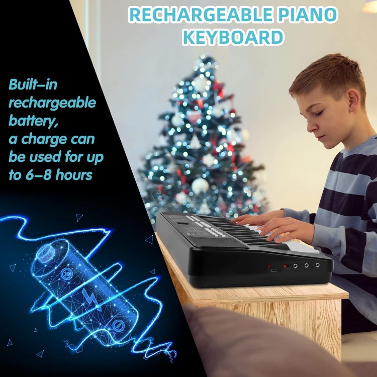 37 Keys Built-in 1200mA Rechargeable Battery Electronic Piano Keyboard Portable