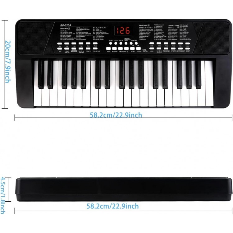 37 Keys Built-in 1200mA Rechargeable Battery Electronic Piano Keyboard Portable