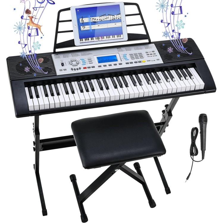 LIFERUN 61 Key Keyboard Piano, Digital Piano Keyboard Set With Stand