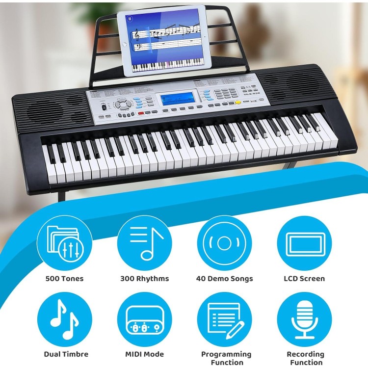 LIFERUN 61 Key Keyboard Piano, Digital Piano Keyboard Set With Stand