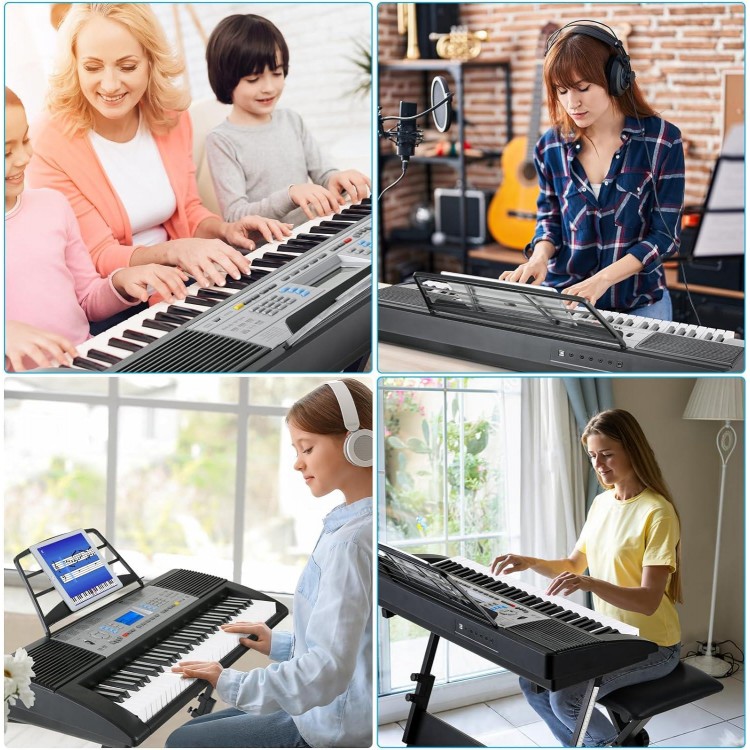 LIFERUN 61 Key Keyboard Piano, Digital Piano Keyboard Set With Stand