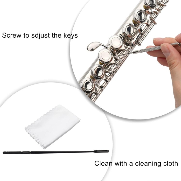 Ktaxon C Flutes With E-Split, Orchestra Closed Hole Flute Kit For Beginners