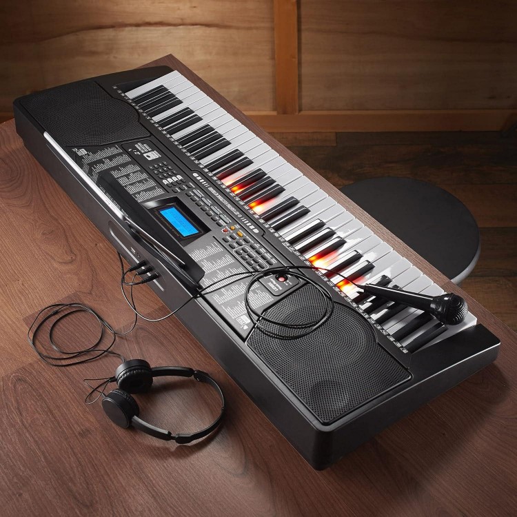 Ashthorpe 61-Key Digital Electronic Keyboard Piano with Full-Size Light Up Keys