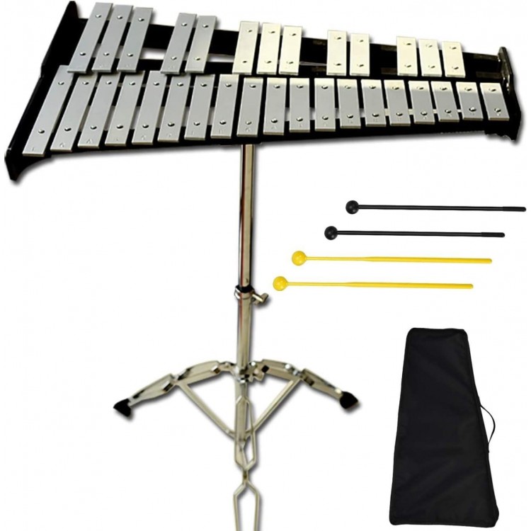 32 Note Glockenspiel Xylophone Percussion Kit with Height Adjustable Stand