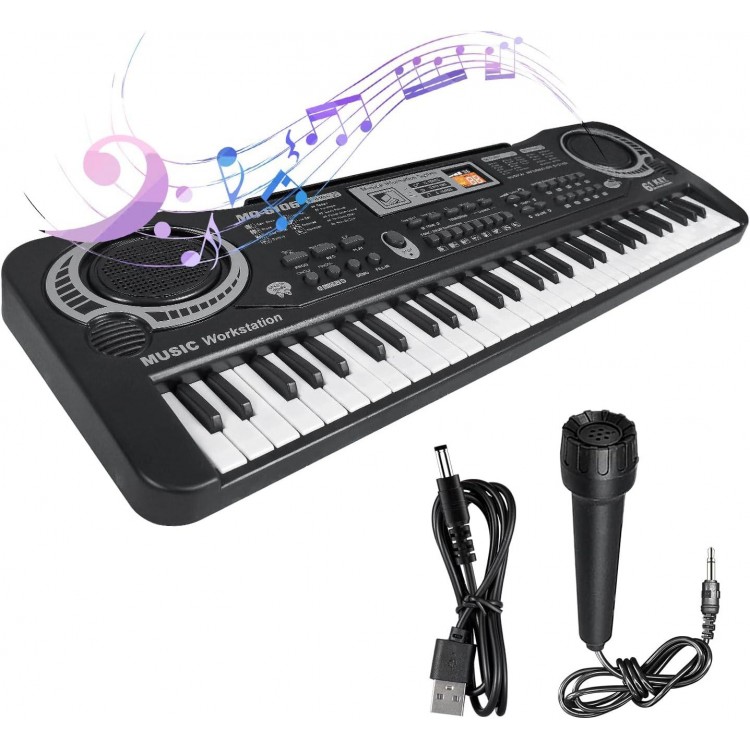 Electronic Digital Piano,61 key piano keyboard with Built-In Speaker Microphone