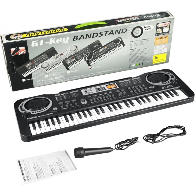 Electronic Digital Piano,61 key piano keyboard with Built-In Speaker Microphone