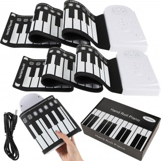 Lukmaa Hand Roll Piano Keyboard Piano Set, 49 Key Mini Electric Keyboard Piano