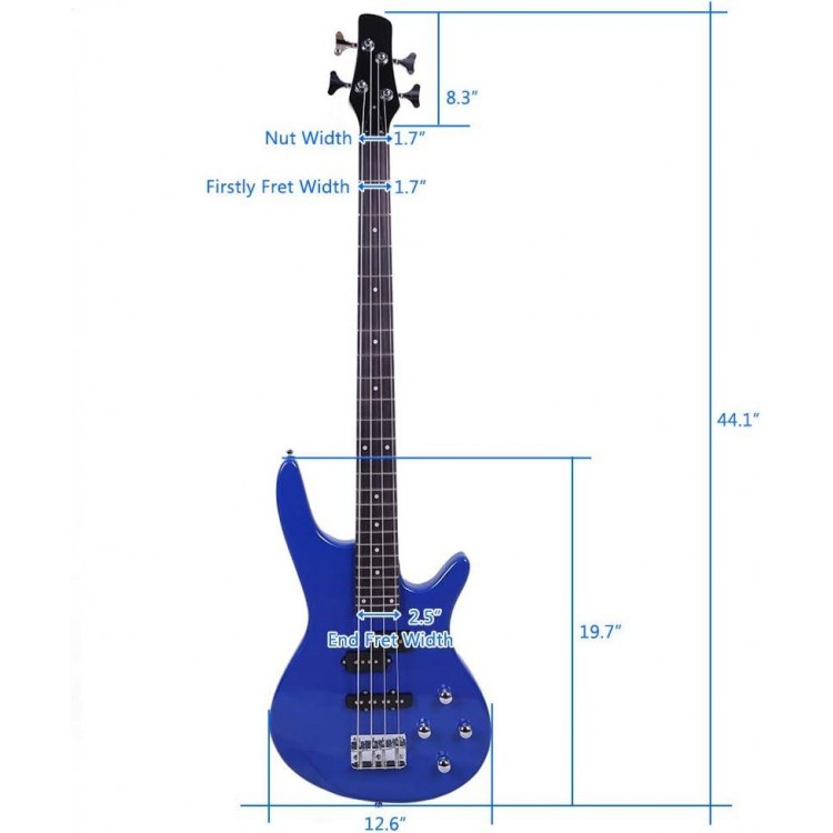 4 String Electric Bass Guitar Beginner Kit,Portable Electric Bass Guitar