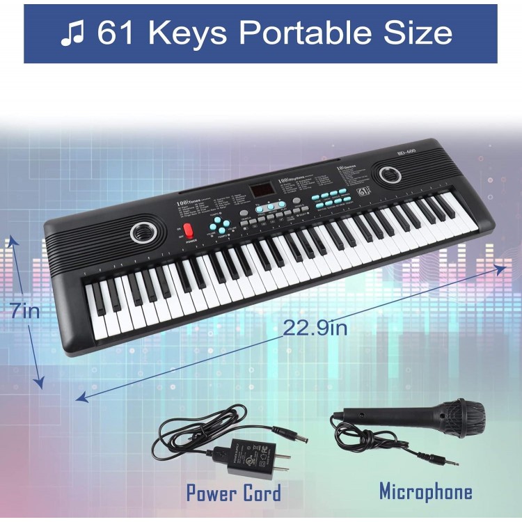 61 key piano keyboard, Electronic Digital Piano with Built-In Speaker