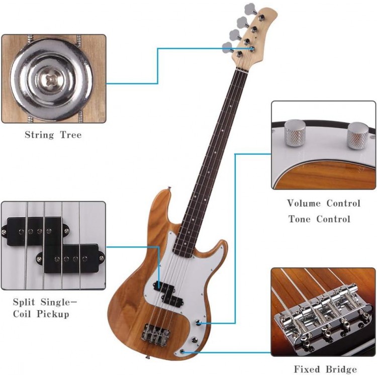 4 String Electric Bass Guitar,Bass Guitar Beginner Kits, Stylish Bass Guitar