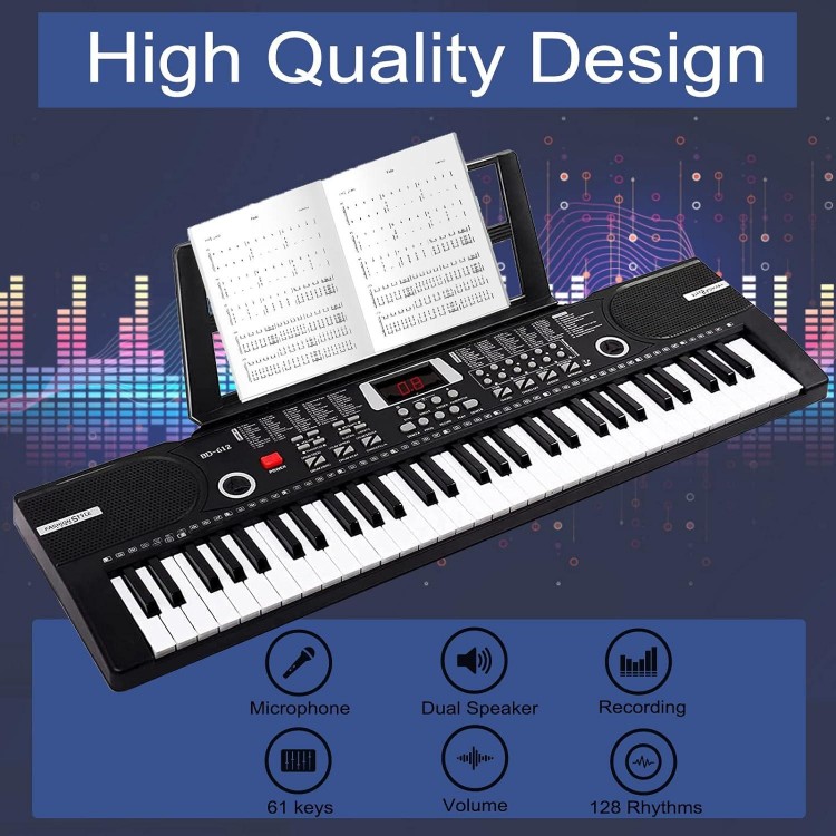 61 Key Keyboard Piano,with Teaching Mode,portable keyboard piano for Beginners