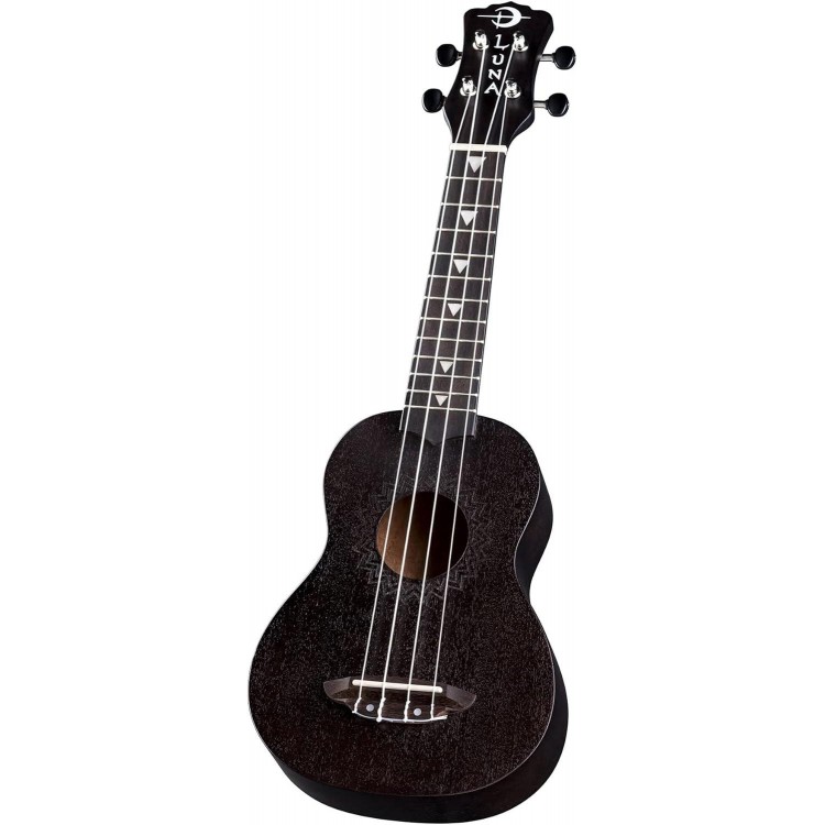 Luna Vintage Mahogany Soprano Ukulele, Black Satin