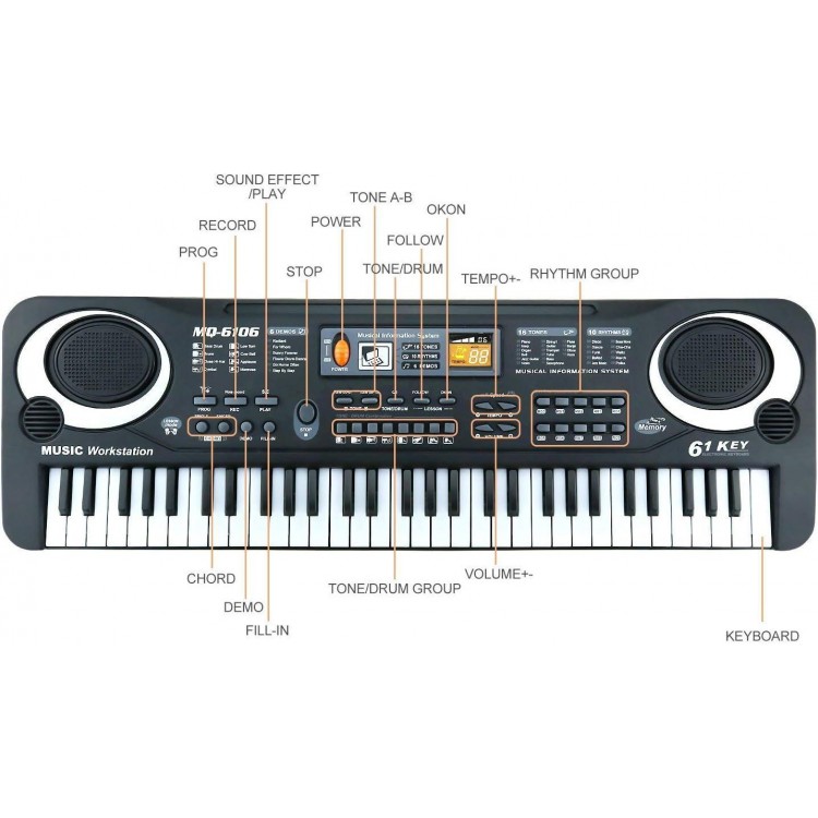 Lonian 61 Keys Kids Piano Toy Multi-Function Electronic Keyboard Organ Musical