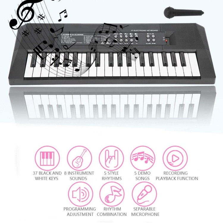 37 Keys Rechargeable Piano Keyboard, Microphone Recording Functio