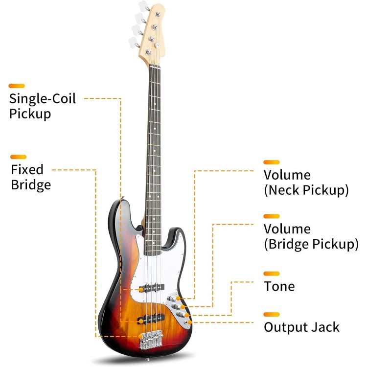Ktaxon Electric Jazz Bass Guitar,4 Strings Beginner & Professional Guitar Kit